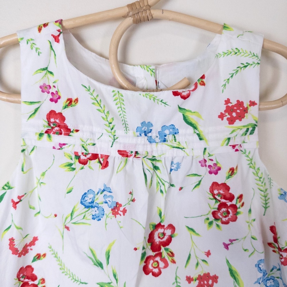 Janie and Jack Floral Eyelet Top Girls 6 White Red Blue Scalloped Hem - Picture 2 of 9